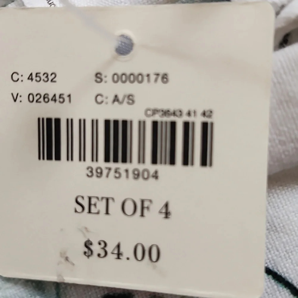 Anthropologie White and Multicolor Patterned Napkins Set Of 7 - Picture 2 of 10